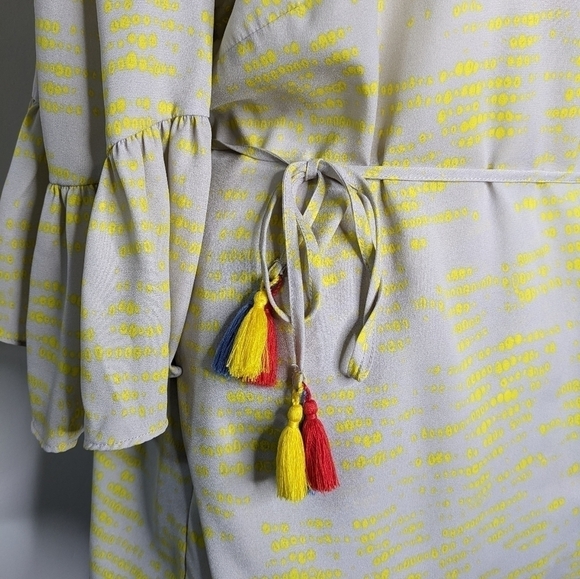 Melissa McCarthy Seven yellow grey wrap blouse 1X - Picture 5 of 11